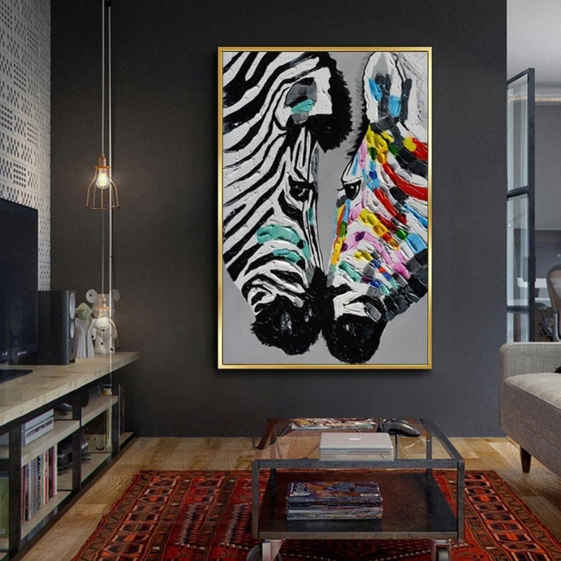 Modern Colorful Zebra Animals - Canvas Wall Art Painting | Bowlift