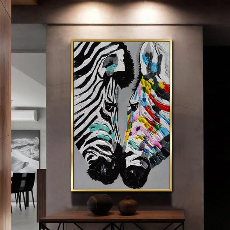 Modern Colorful Zebra Animals - Canvas Wall Art Painting | Bowlift