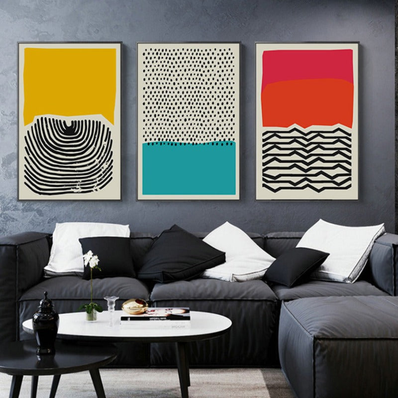 Multicolored Abstract Geometric Wall Art  - Canvas Wall Art Painting | Bowlift
