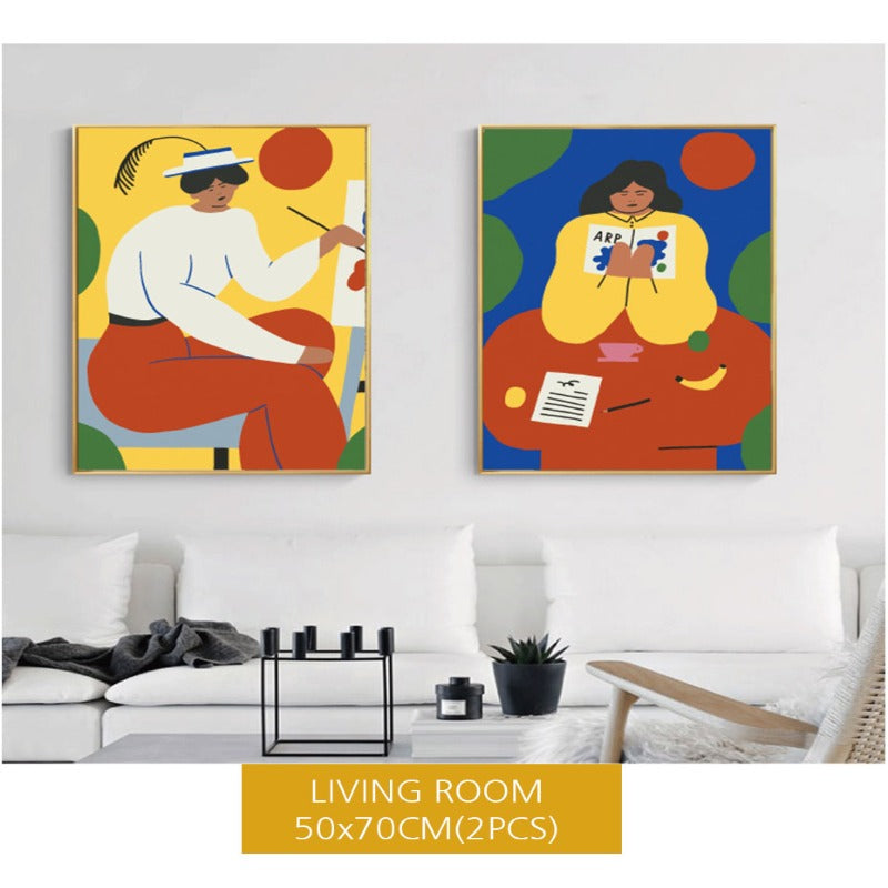 Flowers Drawing Abstract  - Canvas Wall Art Painting | Bowlift