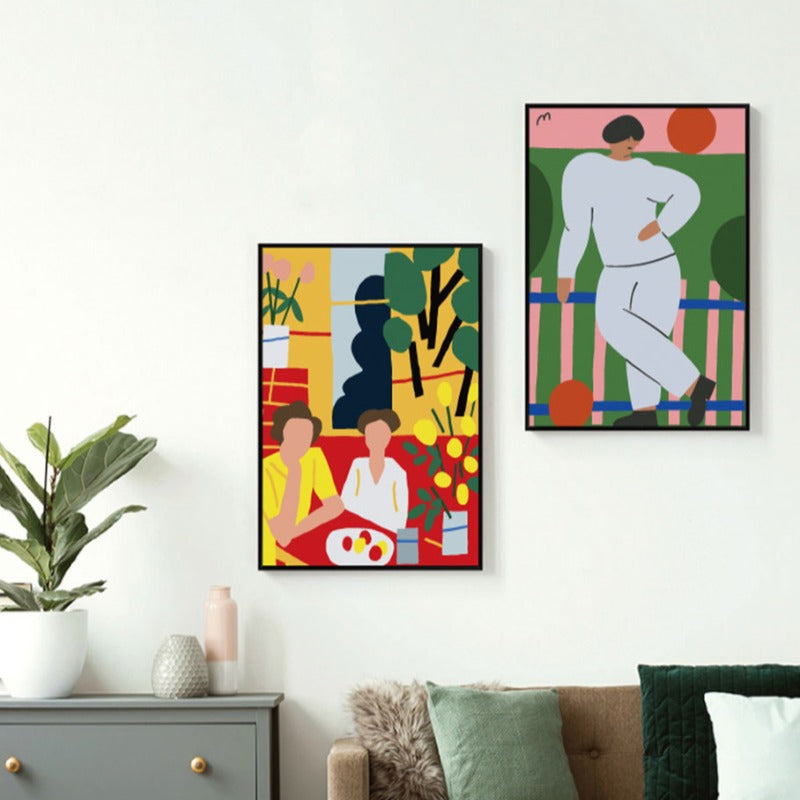 Flowers Drawing Abstract  - Canvas Wall Art Painting | Bowlift