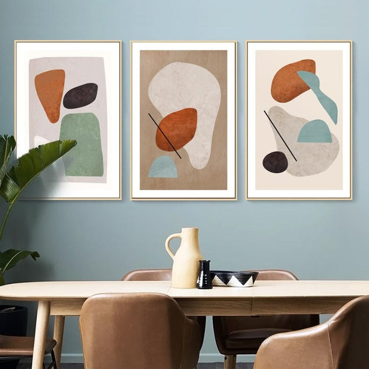Modern Burnt Orange Abstract Geometric - Canvas Wall Art Painting | Bowlift