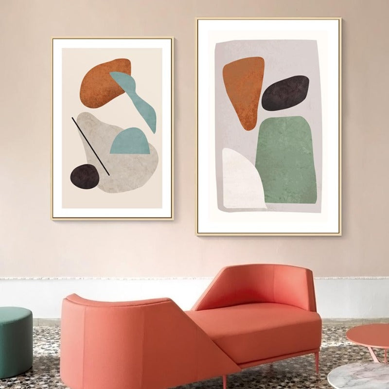 Modern Burnt Orange Abstract Geometric - Canvas Wall Art Painting | Bowlift