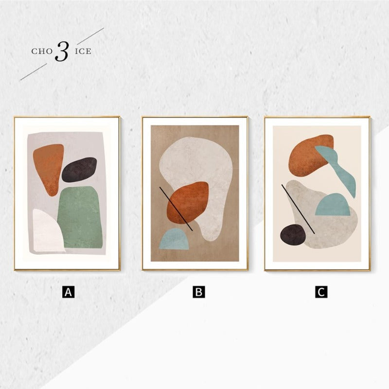 Modern Burnt Orange Abstract Geometric - Canvas Wall Art Painting | Bowlift