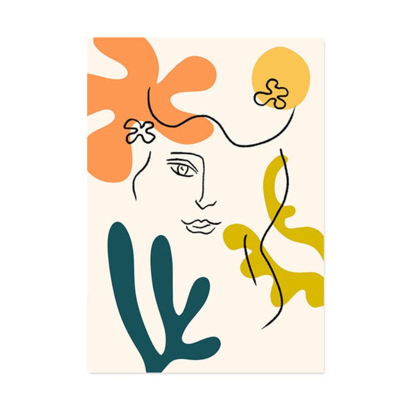 Scandinavia Abstract Figure Plants Pictures Wall Art - Canvas Wall Art Painting | Bowlift