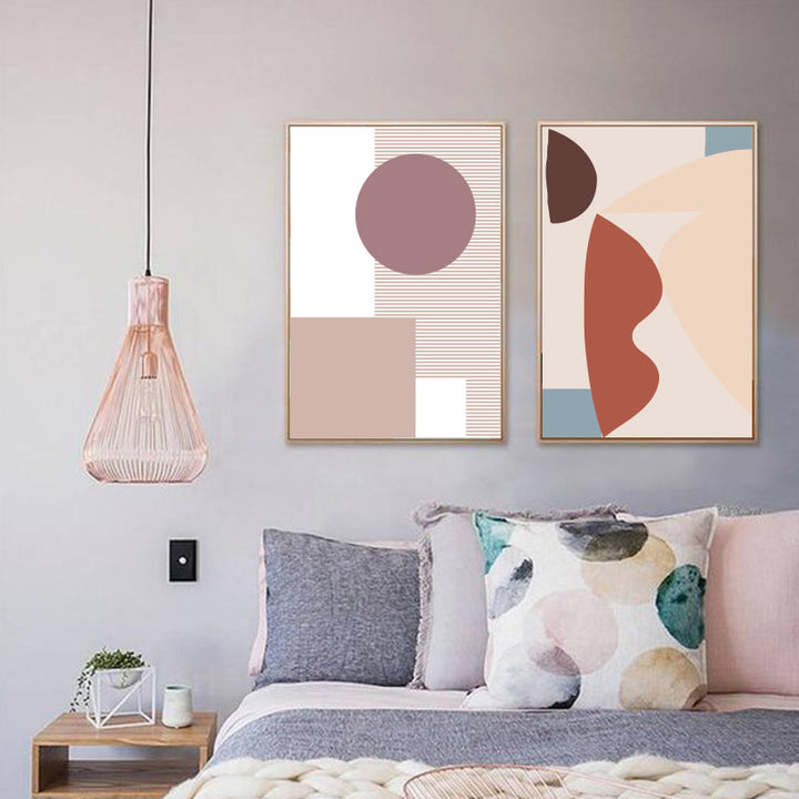 Abstract Warm Geometric Designs - Canvas Wall Art Painting | Bowlift