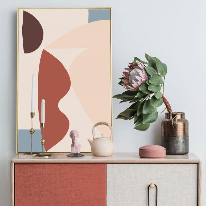 Abstract Warm Geometric Designs - Canvas Wall Art Painting | Bowlift