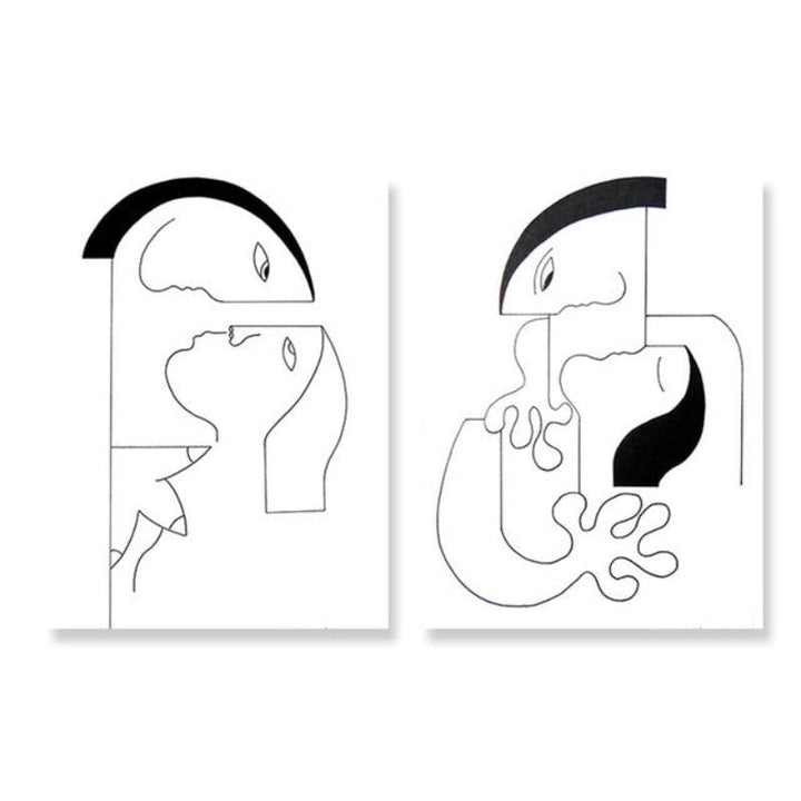 Minimalist Abstract Black White Couple Figure - Canvas Wall Art Painting | Bowlift