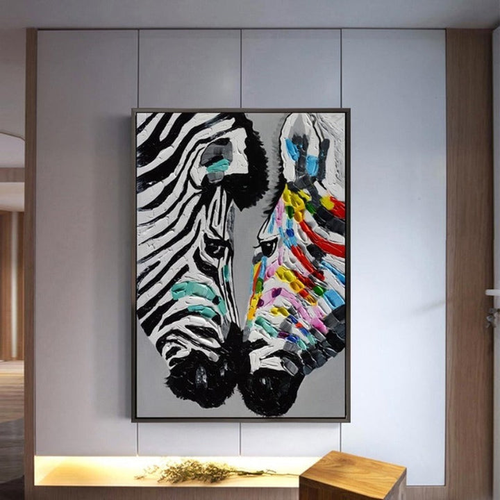 Modern Colorful Zebra Animals - Canvas Wall Art Painting | Bowlift