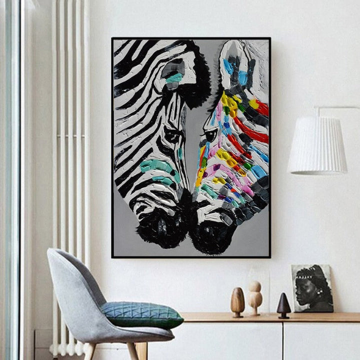 Modern Colorful Zebra Animals - Canvas Wall Art Painting | Bowlift