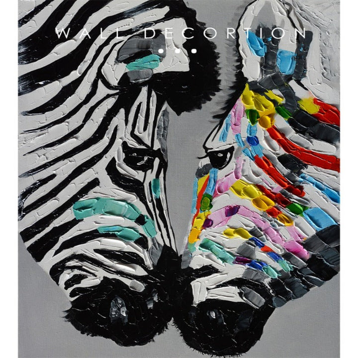 Modern Colorful Zebra Animals - Canvas Wall Art Painting | Bowlift