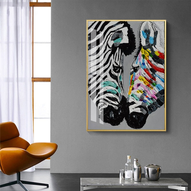 Modern Colorful Zebra Animals - Canvas Wall Art Painting | Bowlift