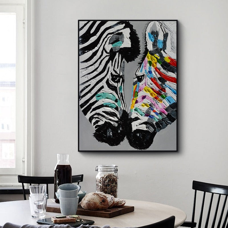 Modern Colorful Zebra Animals - Canvas Wall Art Painting | Bowlift
