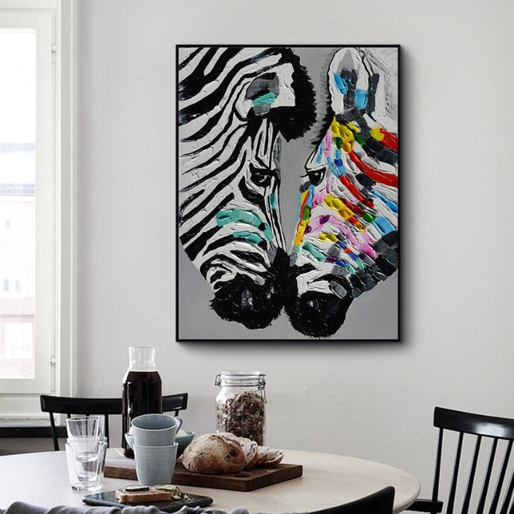 Modern Colorful Zebra Animals - Canvas Wall Art Painting | Bowlift