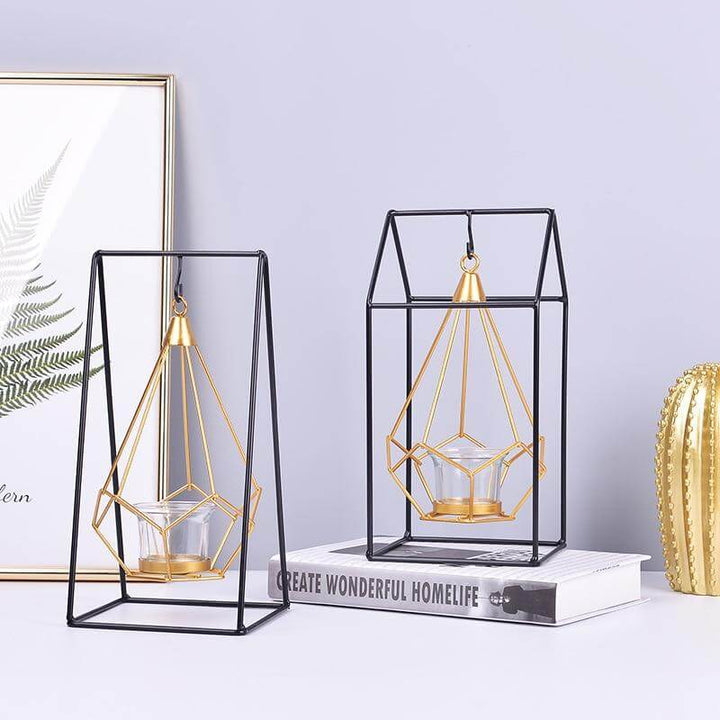 Nordic Gold Geometric Metal Candle Holder | Bowlift