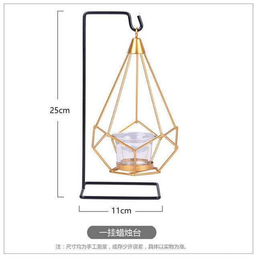 Nordic Gold Geometric Metal Candle Holder | Bowlift