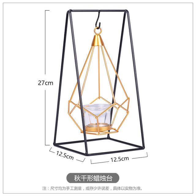Nordic Gold Geometric Metal Candle Holder | Bowlift