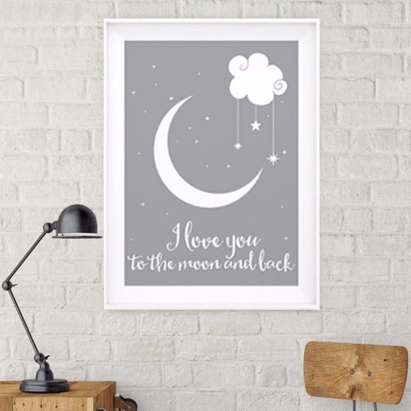 Nursery I love You To The Moon And Back Air Balloon Poster | Bowlift