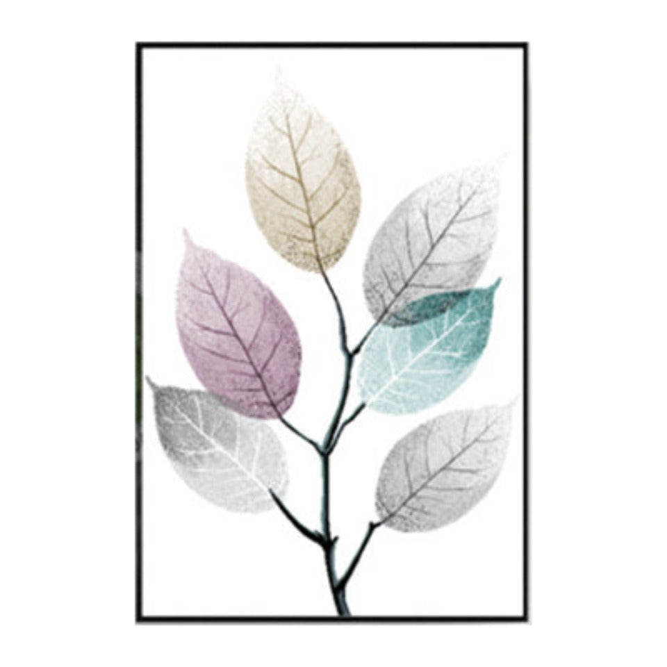 Scandinavian Abstract Transparent Leaves - Canvas Wall Art Painting | Bowlift