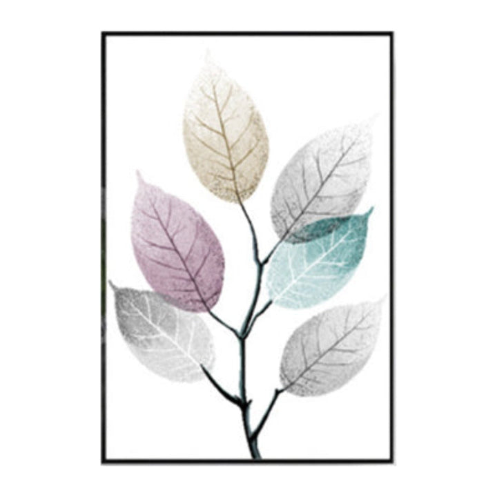 Scandinavian Abstract Transparent Leaves - Canvas Wall Art Painting | Bowlift
