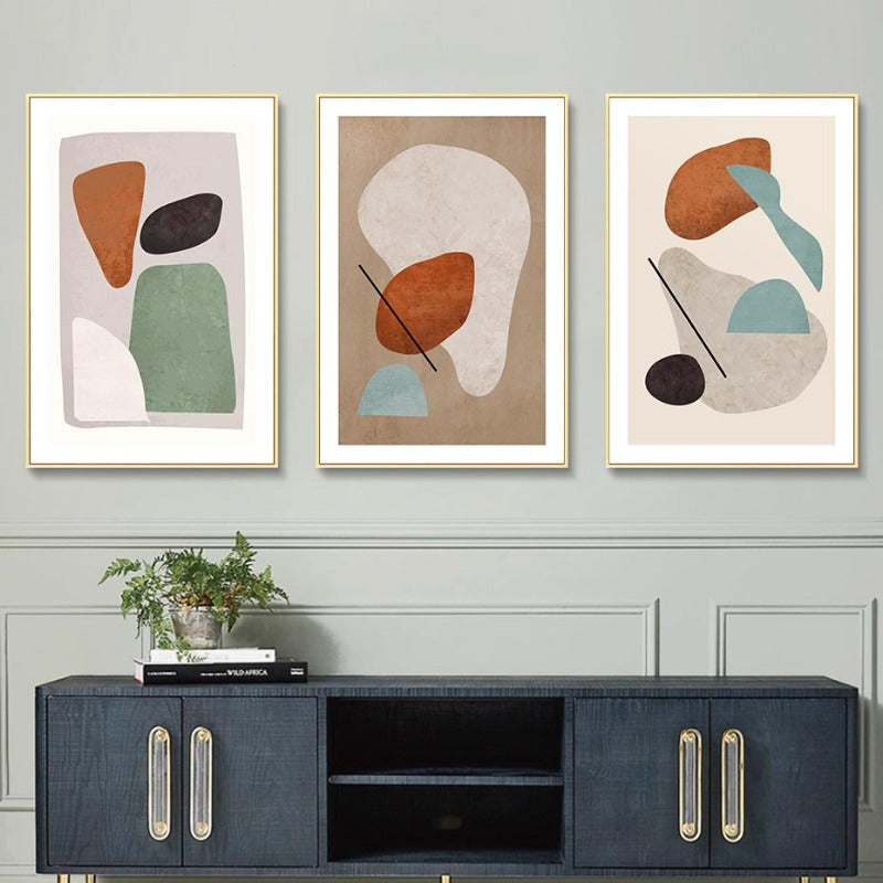 Modern Burnt Orange Abstract Geometric - Canvas Wall Art Painting | Bowlift