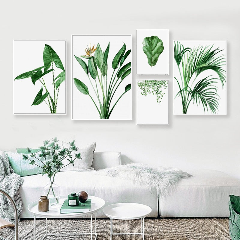 Modern Scandinavian Alocasia Leaves - Canvas Wall Art Painting | Bowlift
