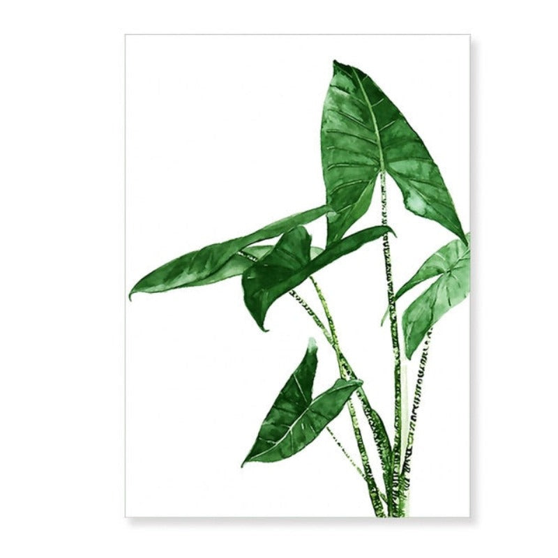 Modern Scandinavian Alocasia Leaves - Canvas Wall Art Painting | Bowlift