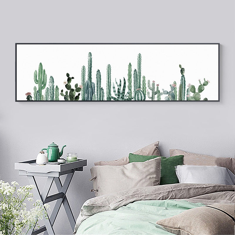 Nordic Cactus Flower Poster Plant - Canvas Wall Art Painting | Bowlift