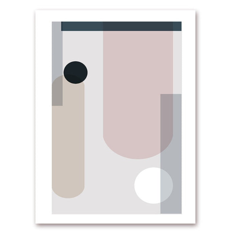 Minimalist Abstract Geometric Pink Blue - Canvas Wall Art Painting | Bowlift