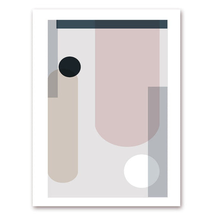Minimalist Abstract Geometric Pink Blue - Canvas Wall Art Painting | Bowlift