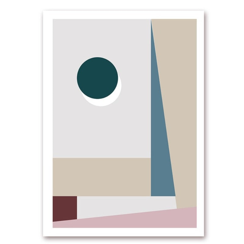 Minimalist Abstract Geometric Pink Blue - Canvas Wall Art Painting | Bowlift