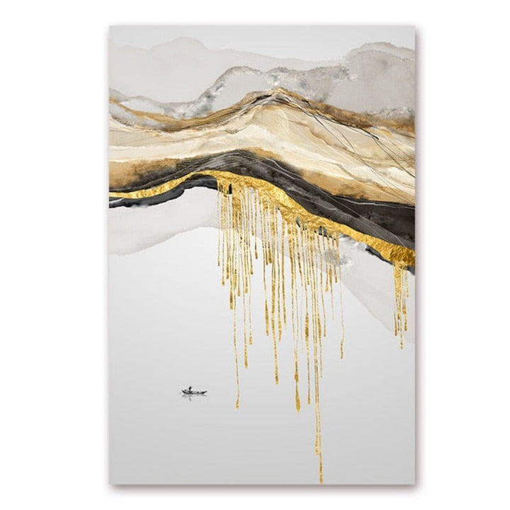 Gold Mountain Landscape - Canvas Wall Art Painting | Bowlift