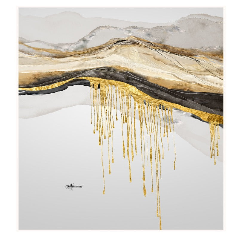 Gold Mountain Landscape - Canvas Wall Art Painting | Bowlift