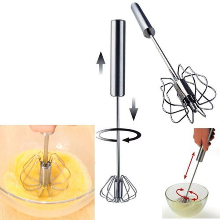 Kitchen Semi-automatic Egg Beater Stainless Steel Easy Whisk | Bowlift