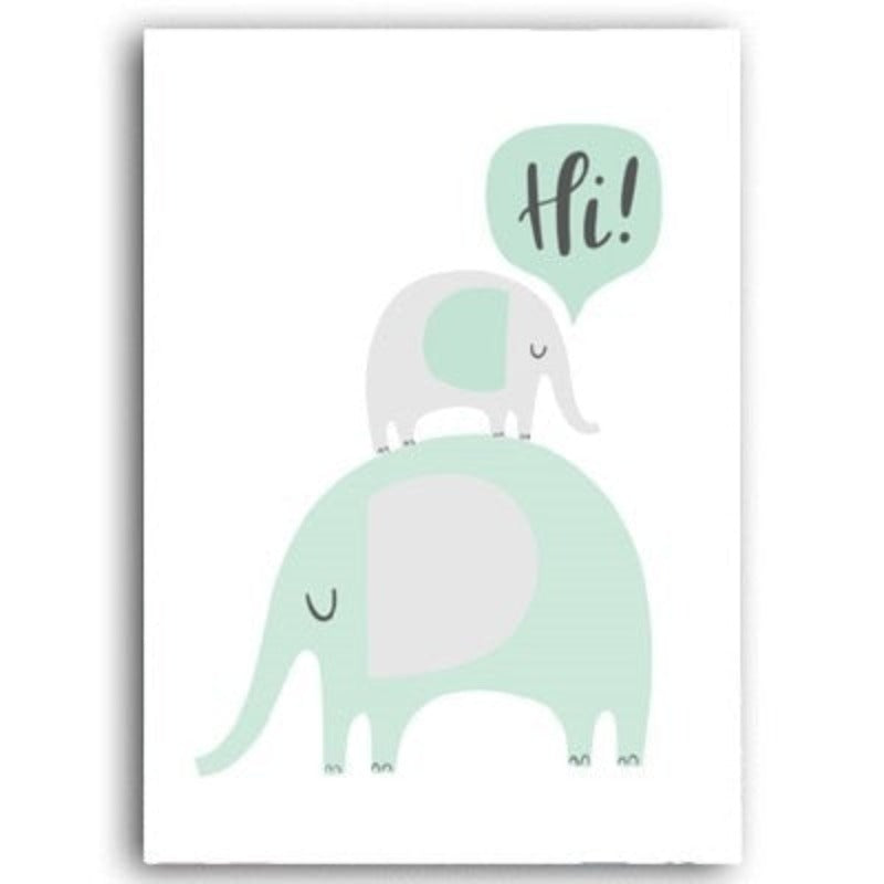 Mint Green Woodland Animals - Canvas Wall Art Painting | Bowlift