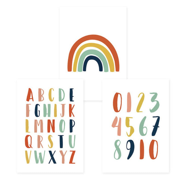 Modern Rainbow Alphabet Nursery  - Canvas Wall Art Painting | Bowlift