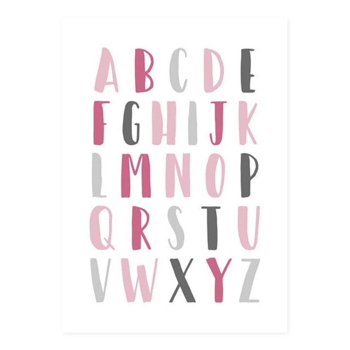 Modern Rainbow Alphabet Nursery  - Canvas Wall Art Painting | Bowlift