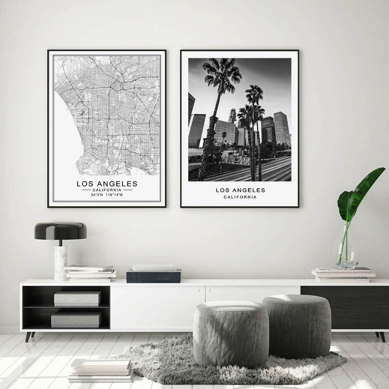 Los Angeles City Map Modern Building Landscape | Bowlift