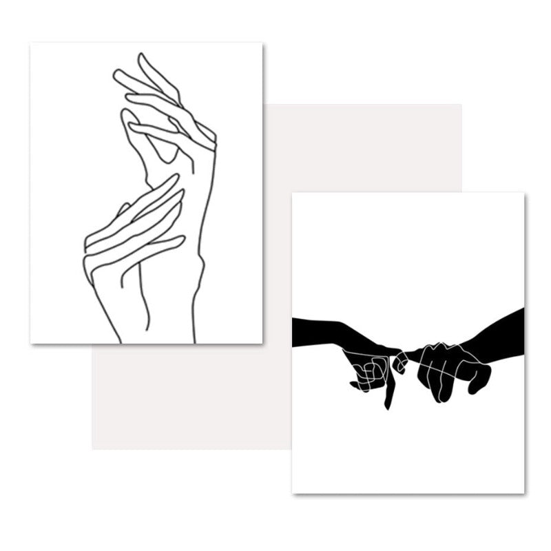 Hands Line Minimalist - Canvas Wall Art Painting | Bowlift