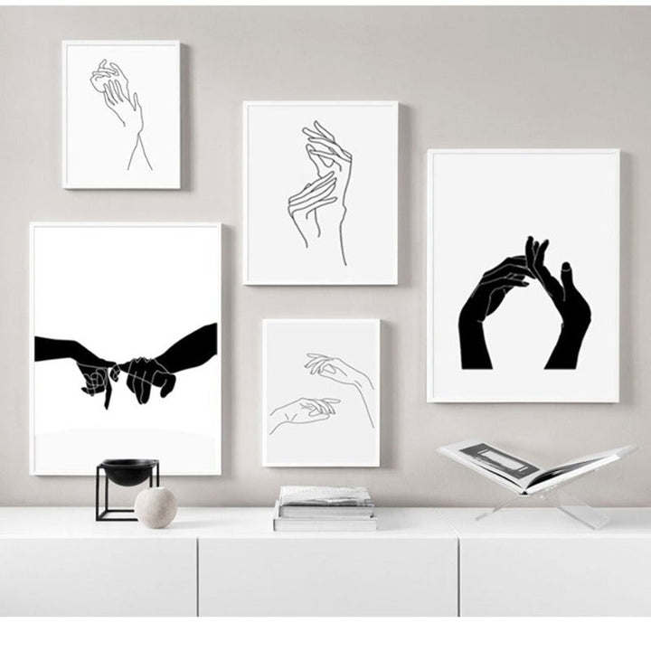 Hands Line Minimalist - Canvas Wall Art Painting | Bowlift
