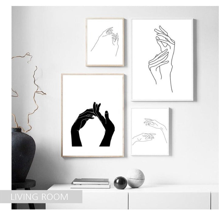 Hands Line Minimalist - Canvas Wall Art Painting | Bowlift