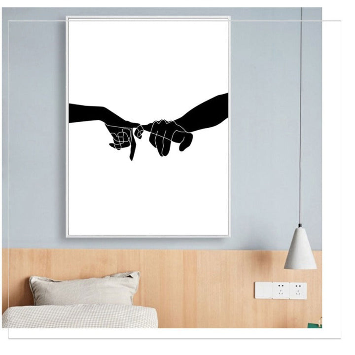 Hands Line Minimalist - Canvas Wall Art Painting | Bowlift