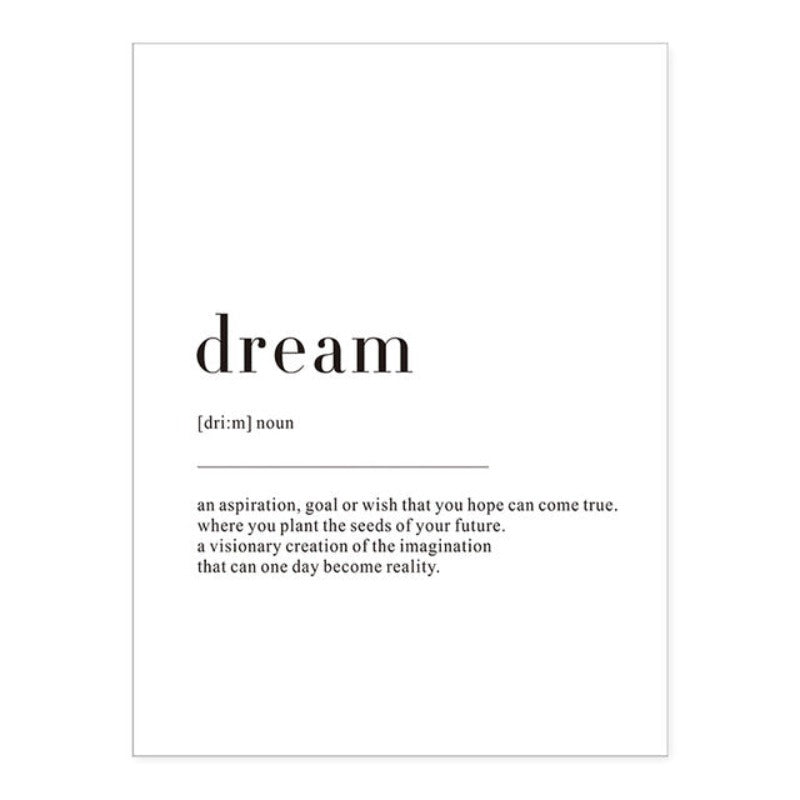 Minimalist Dream Life Definition Quotes - Canvas Wall Art Painting | Bowlift