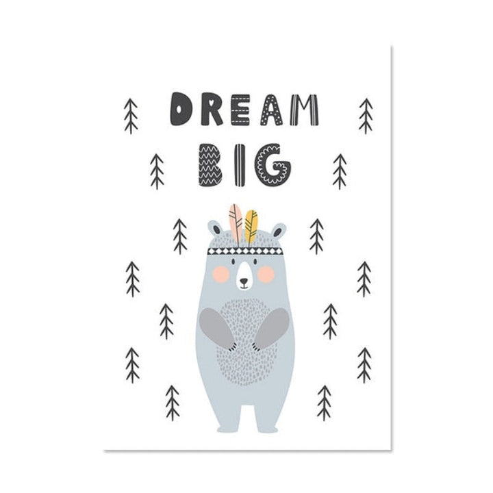 Little Woodland Animals Owl Gox Bear - Canvas Wall Art Painting | Bowlift