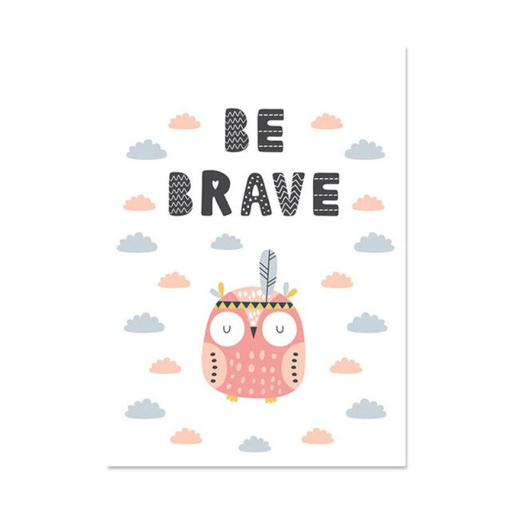 Little Woodland Animals Owl Gox Bear - Canvas Wall Art Painting | Bowlift