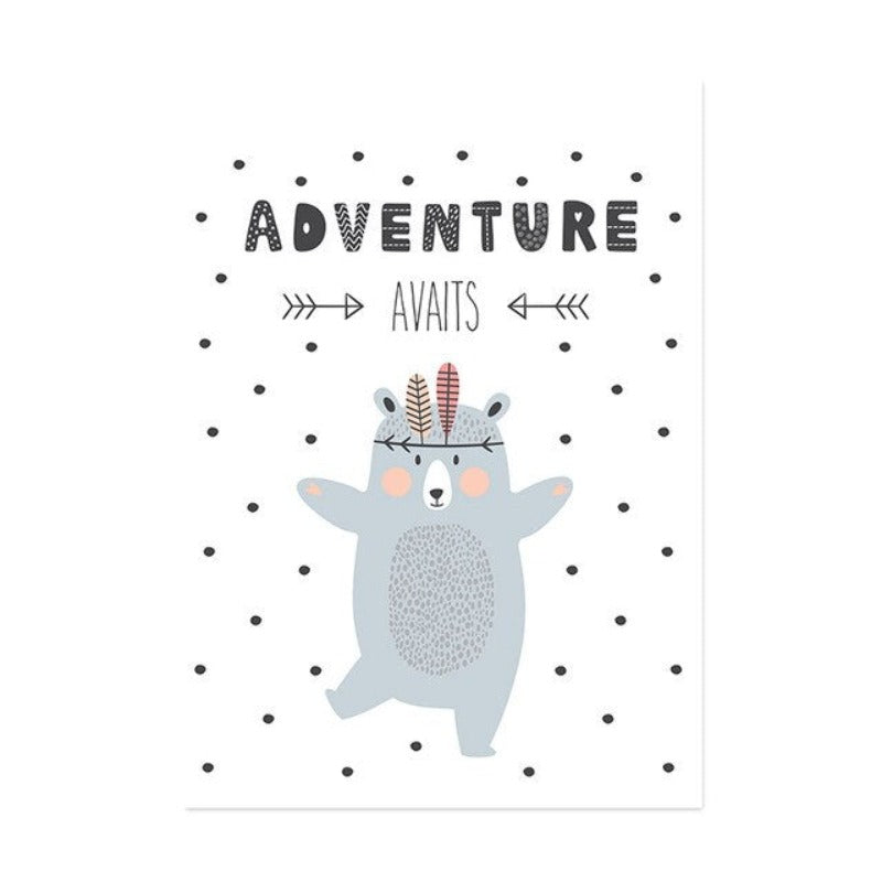 Little Woodland Animals Owl Gox Bear - Canvas Wall Art Painting | Bowlift