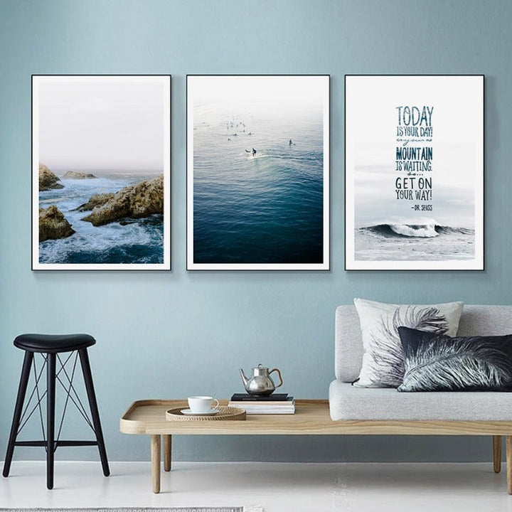 Nordic Sea Wave Scene Wall Art - Canvas Wall Art Painting | Bowlift