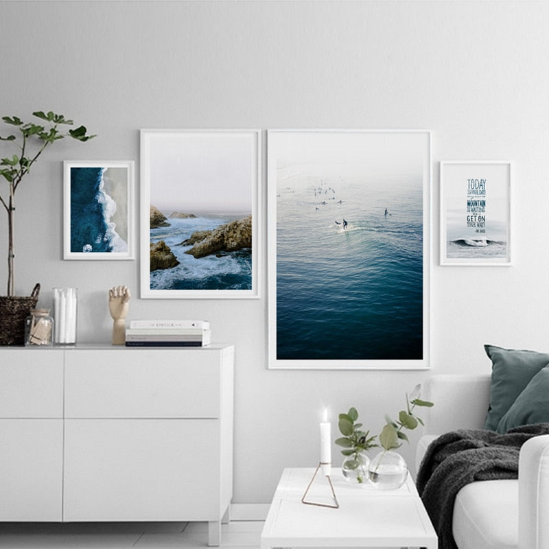 Nordic Sea Wave Scene Wall Art - Canvas Wall Art Painting | Bowlift