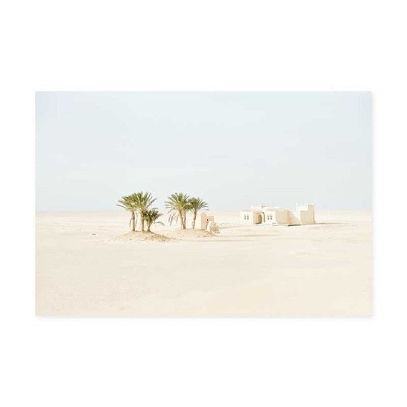 Palm Tree White Concrete Building - Canvas Wall Art Painting | Bowlift