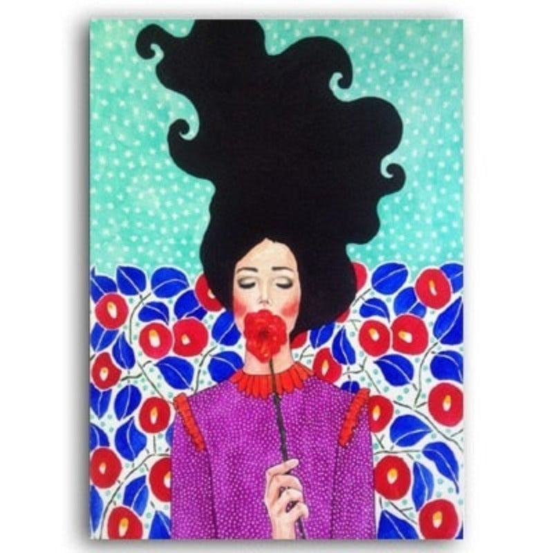 Fashion Flower Girl - Canvas Wall Art Painting | Bowlift